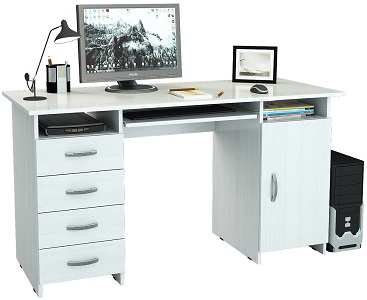 Компьютерный стол Милан-7П белый
