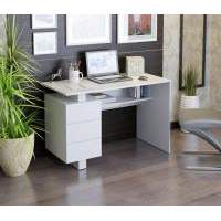 Красивый белый компьютерный стол с тумбой ширина 120 см
