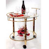 сервировочный столик 4016 на трех колесиках золото стекло
